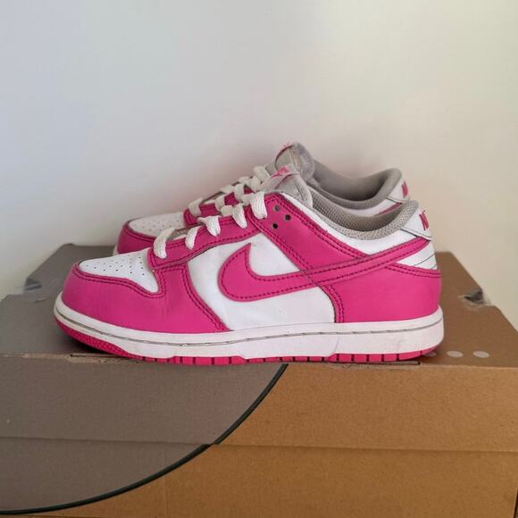 Nike Dunk Pink Fuchsia/White Kids Sneakers- SZ 2 Y - Picture 2 of 13